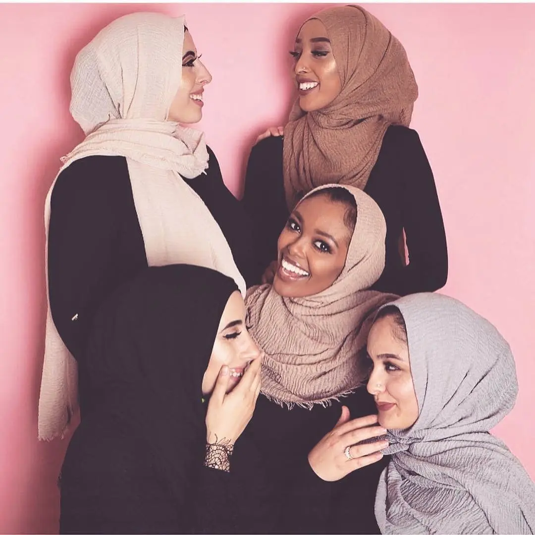 Foulard hijab musulman en coton et lin 180x90 cm, 80 couleurs en stock