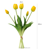 Bouquet de tulipes artificielles en PU à texture gaufrée effet réaliste, imperméable, style européen, pour intérieur/extérieur, mariage