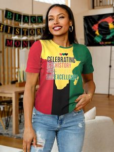 T-shirts vintage à col rond et manches courtes pour <span class=keywords><strong>femmes</strong></span>, T-shirts noirs sur le thème de l'histoire afro-américaine, célébrant la Journée de l'émancipation, 60 % coton - Product Image 2