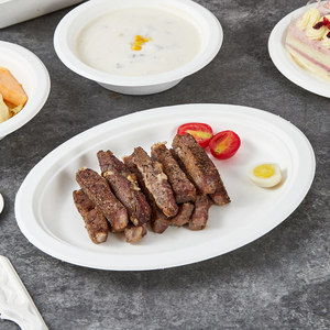 صينية وارمباك الكلاسيكية المصنوعة من قصب السكر مع طبق من الباجاس قابلة للتحلل وقابلة للاستخدام مرة واحدة مع غطاء خالية من مادة BPA للحفلات والمناسبات بالجملة - Product Image 6