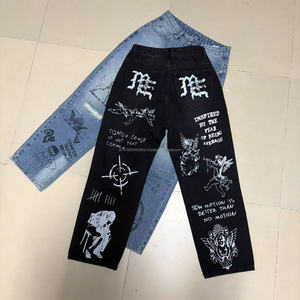 Jeans de Luxe Homme de Qualité Supérieure, Motif Graffiti Dessiné à la Main, Coupe Décontractée, Style Vintage EMOTIONS - Product Image 5