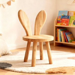 Cute Design Rabbit Ear Shaped Hardwood Walking Chair Kindergarten Children's Dining Chair Solid Classroom Chair - Product Image 3