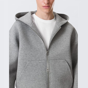 Sweat à capuche zippé épais pour homme, printemps et automne, décontracté, coupe ample, personnalisé, avec motif uni et col à capuche - Product Image 4