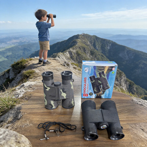 Jumelles 6X35 avec boussole, jouet d'exploration de la nature en plein air pour enfants, versions camouflage et noires, en plastique - Product Image 4