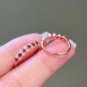 Xinfly Cô Dâu Đính Hôn Đám Cưới Cổ Điển Cổ Đá Quý 18K Rắn Vàng Chim Bồ Câu Máu Lady <span class=keywords><strong>Ruby</strong></span> Kim Cương Nhẫn - Product Image 3