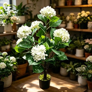 Hortensia blanc texturé doux et luxueux avec des têtes de fleurs en grappe pour toile de fond de mariage, chambre, café, style pur et frais - Product Image 3