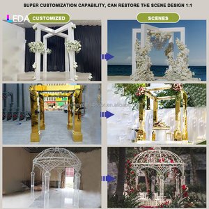 Arco Nuziale LEDA Bianco Lucido con <span class=keywords><strong>Quattro</strong></span> Pilastri, Struttura per Cerimonia Nuziale ad Arco con Fiori Artificiali - Product Image 5