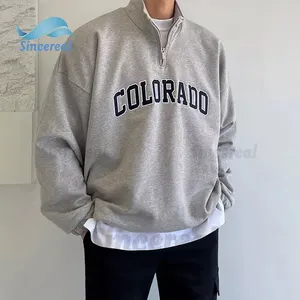 Benutzer definiertes Logo Casual Loose Vielseitiger Roll kragen pullover mit halbem Reiß verschluss aus Colorado für Herren in Übergröße