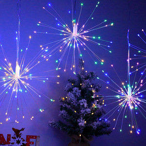 Lumières LED en forme d'étoile en fil de cuivre pour feux d'artifice, lumières suspendues à <span class=keywords><strong>piles</strong></span> <span class=keywords><strong>avec</strong></span> télécommande, lumières féériques étanches pour la maison, la terrasse, le jardin - Product Image 6