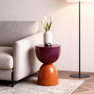 طاولة جانبية حديثة متعددة الوظائف من الحديد الملون، متينة ومستديرة، مناسبة للمساحات الصغيرة والشقق والفنادق - Product Image 1