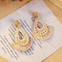 Boucles d'oreilles pendantes en rotin, pailles, style bohème, faites à la main, tissées, pour femmes, bijoux, cadeau