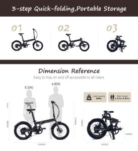 Электрический велосипед с двумя колесами, 250 Вт, 36 В, 20 дюймов, с широкими шинами, двойной батареей, складной, спортивный, для детей и взрослых - Product Image 4