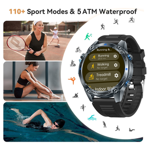 SENBONO G100 라운드 스포츠 <span class=keywords><strong>GPS</strong></span> 고도 기압계 가이드 5ATM 방수 BT 전화 야외 남성 SmartWatch 큰 스마트 시계 - Product Image 2