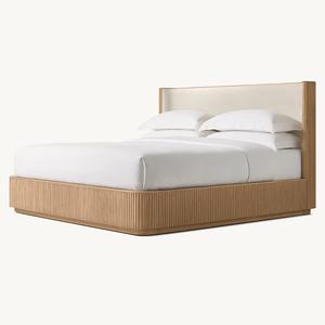 Ensemble de chambre à coucher en bois massif américain en chêne <span class=keywords><strong>français</strong></span> vintage, lit King & Queen pour chambre principale, villa et hôtel - Product Image 3