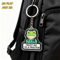 Porte-clés en acrylique 'Trust Me, I'm a Frogtor' : Grenouille grincheuse en blouse médicale avec stéthoscope, breloque transparente double face, accessoire animalier