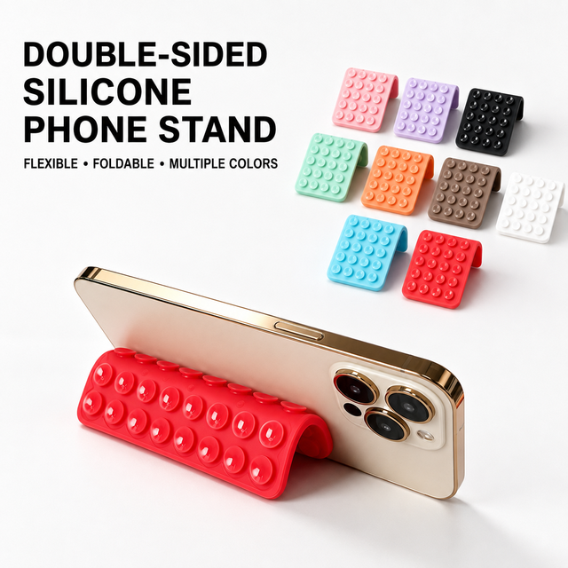 Double Sided Silicone Suction Phone Mount Flexible Foldable Stand Anti Slip Desktop Holder for Smooth Surface Hands Free