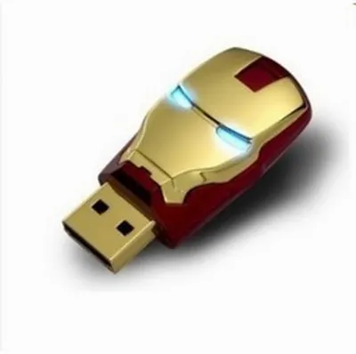 Iron man usb flash drive wreker usb-stick met blauwe led licht, 1-64gb beschikbaar