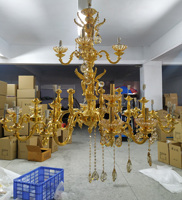 Lustre de luxe doré en alliage de zinc et cristal ambré à 35 lumières et 3 niveaux, idéal pour villa et mosquée, garantie 3 ans, 360°, haute qualité, meilleur prix