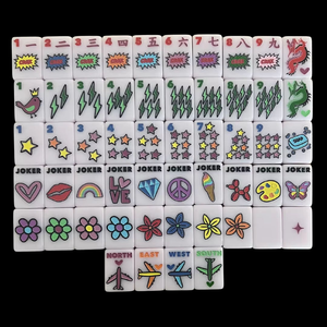 Modern Pop Art Pink Airplane American Mahjong Set Vibrant Rainbow Star Fantasy Themed Mahjong <b>Tiles</b> - Product Image 6