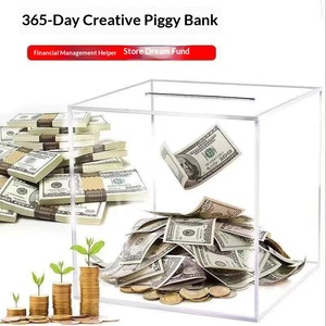 Caja de Dinero Cuadrada de Acrílico Transparente con Cerradura, Caja de Votación, Caja de Ahorros de Gran Capacidad para Niños - Product Image 2