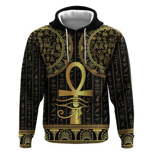 Venta al por mayor Popular Afro Antiguo Egipto Ankh Ojo de Horus Sudadera con capucha Jeroglíficos egipcios Sudaderas con capucha Casual Cordón Sudadera con capucha para hombres - Product Image 1