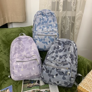 Korean Style <b>Backpack</b> For Girls <b>Large</b> <b>Capacity</b> Camouflage Pattern School Education 18 In Gray Blue Purple - Product Image 4