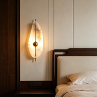 Applique murale en cuivre et marbre de luxe léger, style zen chinois, LED 3000K lumière chaude pour bureaux, salons de thé, chambres d'hôtel