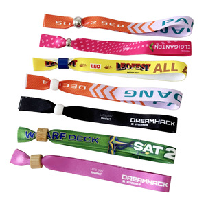 Bracelets promotionnels écologiques ajustables en plastique pour événements, fêtes, festivals, concerts, bracelets tissés en tissu personnalisés - Product Image 3