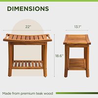 Banc de douche en teck de qualité supérieure Tabouret en bois imperméable Poignées Salle de bain Chaise de siège en bois de teck 300 Lbs Tabourets Poufs