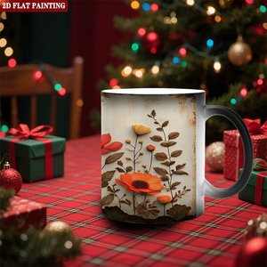 Heat Sensitive <b>Ceramic</b> Mug 11oz Color Changing Magic Tea <b>Cup</b> Frosted Black Design - Product Image 2