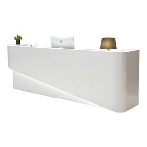Mostrador de Recepción de Piedra Artificial, Rectangular, Minimalista, Brillante, Mueble Comercial para Uso en Centros Comerciales y Oficinas - Product Image 4