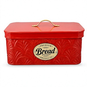 Rote Metall-Brotbox mit Griff, Vintage-Brotbehälter aus Blech, 10,7 x 5,1 Zoll, feuchtigkeitsbeständiger Lebensmittelbehälter - Product Image 1
