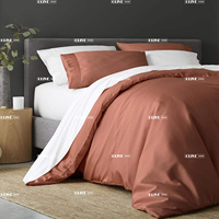 Parure de lit moderne de luxe en microfibre lavée, design épuré, certifiée OEKO-TEX, 300 fils/cm², drap-housse et housse de couette