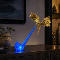 Veilleuse Flamme de Dragon Volant pour Décoration d'Étagère de Chambre, Jouet Lumineux Imprimé en 3D pour Fans de Fantaisie