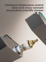 FSH Intelligent LED Display Ensemble de douche thermostatique Noir Piano Clés Système de robinet de bain Pluie douce Céramique Jet Massage Hôtel
