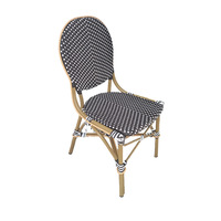 Chaise de restaurant de style français, chaise en rotin noir et blanc à carreaux, mobilier élégant de bistrot, bistrot de jardin méditerranéen