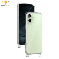 Étui de haute qualité Transparent Anti-jaune antichoc 16 Pro Max avec sangle de luxe crochet trou étui de protection pour téléphone portable
