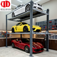 Lift Parkir Mobil Empat Tiang Tugas Berat Hidrolik Silinder Ganda 2-3T (6000lbs) untuk Hunian dan Komersial, Tempat Parkir Vertikal