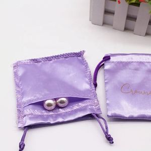 Customized Logo Printing Mini Satin Gift Bag Small Drawstring Jewelry Pouch with Personalized Design <b>Textile</b> <b>Packaging</b> - Product Image 4