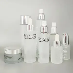 Mat Glas Matte Pomp Lotion Dispenser Fles Crème Fles Huidverzorging Verpakking Cosmetische Pomp Glazen Fles