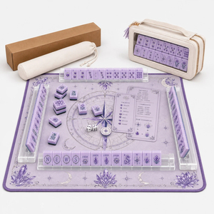 Tapis de Mahjong Américain Esthétique en Cristal Lavande, Motif Lune Céleste, Antidérapant et Imperméable, avec Guide des Règles pour Jeux de Cartes - Product Image 5