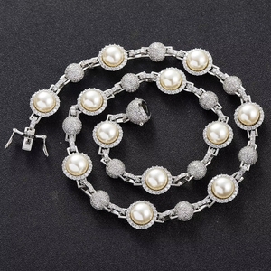 Collier tennis <span class=keywords><strong>de</strong></span> luxe en zircone CZ pour homme et femme, perles <span class=keywords><strong>de</strong></span> zircon - Product Image 2
