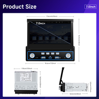 Lecteur MP5 pour voiture Podofo Single Din 7 pouces, Carplay sans fil, Android Auto, autoradio rétractable, Bluetooth, FM, Type-C/USB, OEM/ODM
