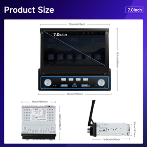 Reproductor MP5 para Auto Podofo de 1 DIN y 7 Pulgadas, Carplay Inalámbrico, <span class=keywords><strong>Android</strong></span> Auto, Estéreo Retráctil para Auto, Autoradio, BT, FM, Tipo-C/USB, OEM/ODM - Product Image 4