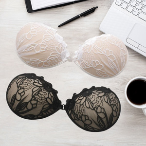 여름용 작은 가슴 볼륨업 섹시 실리콘 접착식 투명 브라 (두꺼운 가슴 패드 포함) 웨딩드레스 스트랩 보조 패드 푸쉬업 패드 - Product Image 1