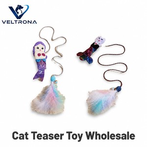 Jouet pour chat sirène en peluche avec plumes, pompon et clochette, 2 styles, 80 cm, baguette interactive pour chaton - Product Image 5