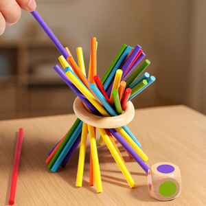 Jeu <span class=keywords><strong>de</strong></span> <span class=keywords><strong>société</strong></span> éducatif interactif parent-enfant 3-en-1 en bois pour enfants, avec jeu <span class=keywords><strong>de</strong></span> tirage <span class=keywords><strong>de</strong></span> bâtonnets et jeu <span class=keywords><strong>de</strong></span> dés pour la reconnaissance des couleurs - Grande Vente - Product Image 4