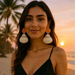 ต่างหูกระดุมเรซินโลหะผสมสไตล์ฝรั่งเศสย้อนยุคสำหรับผู้หญิง - Product Image 1