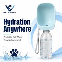 Bouteille d'eau portable pour chien et chat avec bol, distributeur d'eau pour animaux de compagnie en plastique pour les voyages en plein air