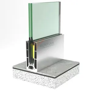 Apartment mall commercial glass handrail base profiles aluminum rail u shape led channel